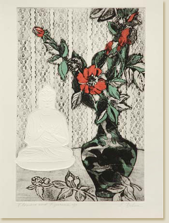 Flowers and Figurine by Elizabeth Delson